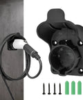 EV Charger Holder Wall Mount For SAE J1772 Cables, Cord Hanger With Screws And Anchors shown with wall installation