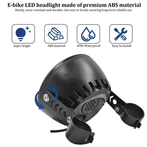 Ultra Bright E Bike Headlight With Built In Horn And Speaker Multi Beam Front Light For Fat Tire Ebikes beefed up night riding