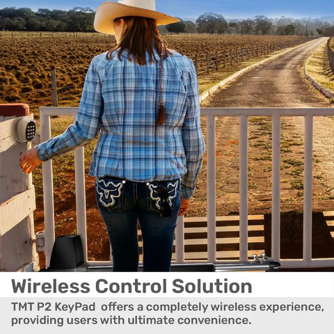 Badass Wireless Keypad For Automatic Swing Gate Boasts Dead Simple Setup near a gate in a rural setting.