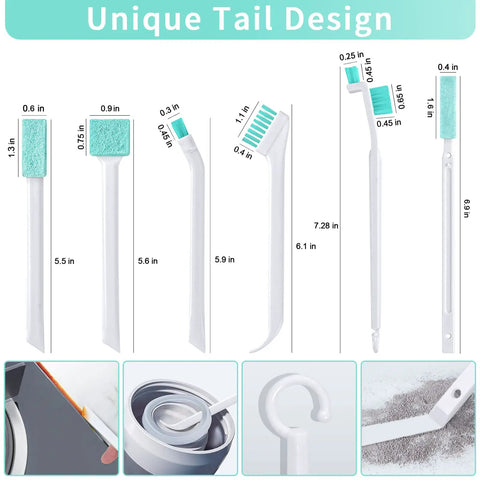 Eight In One Cleaning Brush Set For Tight Spaces With Crevice Bottle Groove Gap Edge Detailing Track Corner And Hole Brushes dimensions and uses