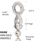 Close-up of Eight And Ten Beaded Ball Chain Pull Loop Connectors Pack Of Twelve In Stainless Steel Usa Made with dimensions