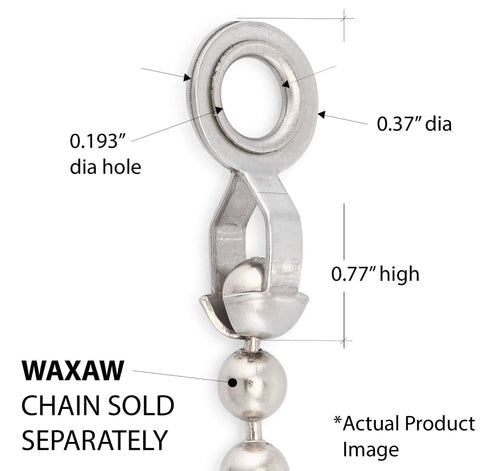 Close-up of Eight And Ten Beaded Ball Chain Pull Loop Connectors Pack Of Twelve In Stainless Steel Usa Made with dimensions