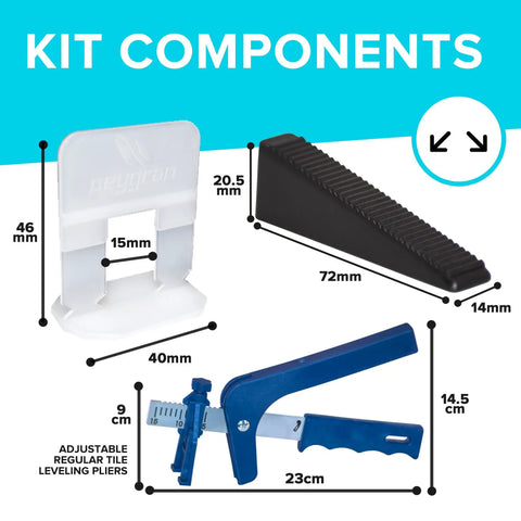 Tile Leveling System Starter Kit One Eighth Inch Three Millimeter Size With One Hundred Spacer Clips One Hundred Wedges And One Pair Of Installation Pliers Heavy Duty For DIY And Professional Tile And Stone Installations