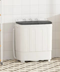 No Sweat Portable Twin Tub Washer And Spinner Combo With Semi Automatic Compact Laundry Design and Fast Spin Dry Settings, white tub.