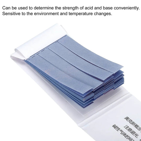 pH Test Strips 4 Pack Litmus Paper Kit For Water, Food, And Soil pH Testing With 1000ppm Detection, blue indicator strips close-up
