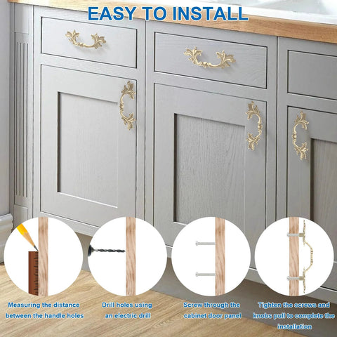 Installation guide for French Provincial Vintage Drawer Pulls 5 Inch Cabinet Handles European Style Shabby Chic Gold Finish 4 Pcs
