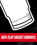 Close-up of anti-slip grooves on V-Series 38-Piece One Quarter Inch Drive Socket Set With 80-Tooth Low Profile Ratchet