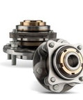 Pair Front Wheel Bearing Hub Assembly Fits Toyota Tacoma 2005-2015 And 2016-2023 RWD, Toyota 4Runner 2003-2023 RWD, FJ Cruiser 2007-2014 RWD Beefed Up Heavy Duty Replacement For Smooth Handling And Long Lasting Performance; close-up image of wheel bearing hub assemblies.