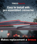 Exact Fit 12 Inch Rear Wiper Blade For Select Chevy, Dodge, Fiat, Jeep, Kia, Land Rover, Lexus, Mazda, Mitsubishi, Scion, Suzuki And Toyota Models - easy install visualization in rainy background.