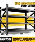 6000 Lbs Heavy Duty Metal Garage Shelving Unit 4 Tier Adjustable Storage Racks with 74" height and 79" width.