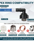 Dead Simple Swivel Elbow Plumbing Fittings For Pex Pipe Built Tough 1/2 Inch To 1/2 Inch Npt Threads Heavy Duty 5 Pack with PEX compatibility guide.