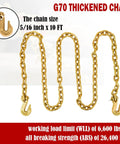 Heavy Duty 5/16-3/8 Inch Chain Binders Set Of 2 With 5/16 X 10 Ft Chains, Grade 70 Load Transport Bindings And Chains, Grappling Hook