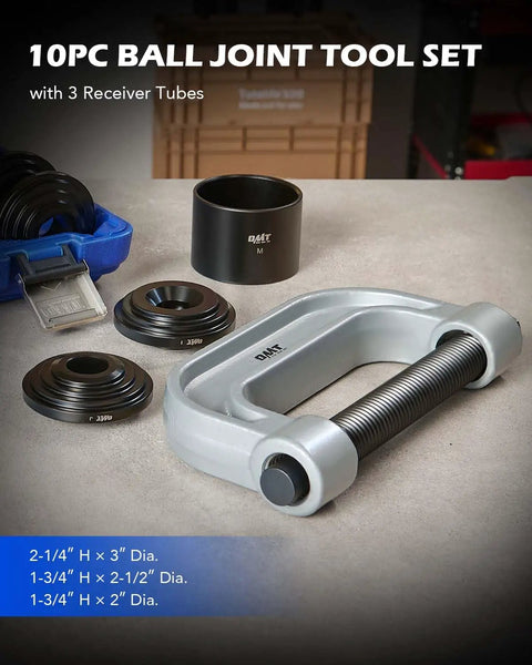 Heavy Duty Ball Joint Press And U Joint Removal Tool Kit with receiver tubes and adapter, ideal for 2WD/4WD cars and trucks