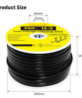 Low Voltage Landscape Lighting Wire 12/2, 200 Feet spool in black with dimensions detailed, showing rugged design for outdoor use.