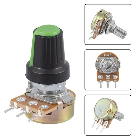 15mm Shaft 3 Pin 100 Ohm Potentiometer Variable Resistor Linear Potentiometer with AG2 Plum Knob and Aluminum Alloy Knobs