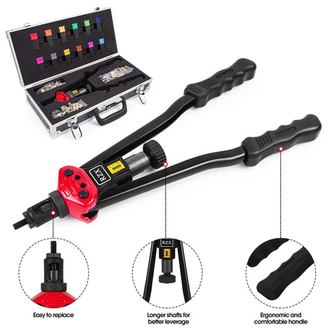 16 Inch Rivet Nut Tool Kit With Quick Change Head For Effortless Mandrel Swaps, Pro Grade Rivet Nut Setter in case