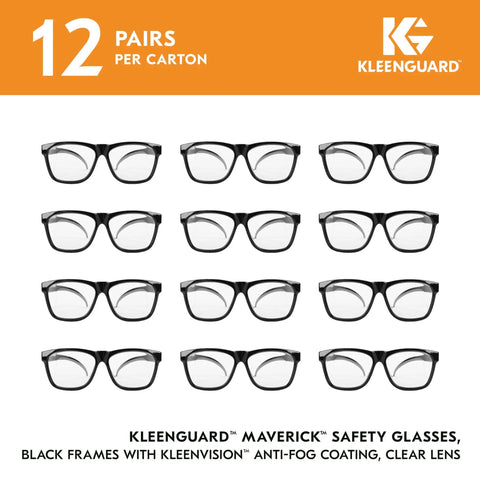12 pairs of V30 Maverick Safety Glasses With Anti Fog Coating Clear Lenses Black Frame Unisex For Men And Women 12 Pack Polycarbonate Lenses