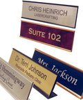 Laser Engraved Personalized Office Name Plate With Wall And Desk Holder 2x8 Inches Customizable Name Tag Choose From 18 Colors
