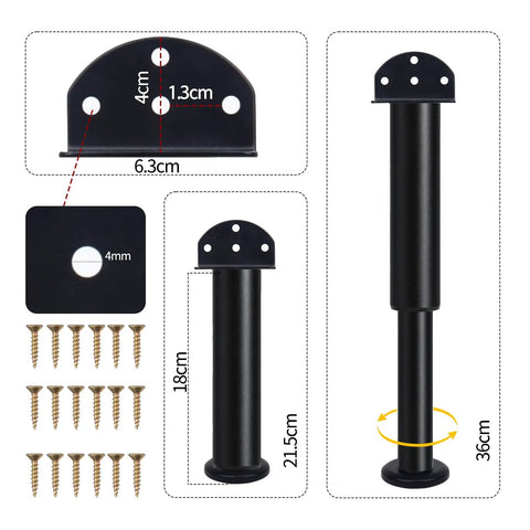 Level Out Your Living Room Like A Pro With Heavy Duty Adjustable L Shape Furniture Legs 4 Pack, matte black, adjustable height.