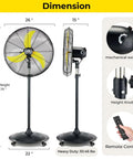 Whisper Quiet 24 Inch Industrial Pedestal Fan With Brushless DC Motor 5000 CFM Waterproof Heavy Duty Fan with remote control