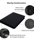 Top Loader Card Binder For 3x4 Inch Cards Holds Over 320 Top Loaders With 18 Double-Sided 9-Pocket Pages showing zipper and PU leather