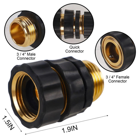 Three Quarter Inch Garden Hose Quick Connectors Kit, Aluminum Male And Female Quick Connect Fittings, detailed view