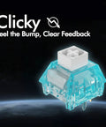 Clicky mechanical switch for Built Damn Tough Full Aluminum Wireless Mechanical Keyboard With Hot Swappable Switches and Smart Tri Mode Pairing.