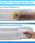 Close-up of 6 Inch Dust Collection Hose 10 Ft Heavy Duty Pvc Flexible Tubing optimized for shop vacs, showcasing clear material and puncture resistance.