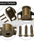 Close-up of Magnetic Door Catch Zinc Alloy With Super Strong Hold For Cabinets Cupboards Closets Wardrobes And Sliding Doors Green Bronze Finish No Fuss Install Stays Put Includes Screws