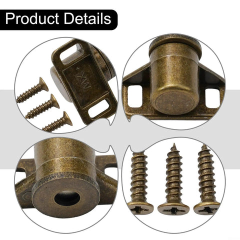 Close-up of Magnetic Door Catch Zinc Alloy With Super Strong Hold For Cabinets Cupboards Closets Wardrobes And Sliding Doors Green Bronze Finish No Fuss Install Stays Put Includes Screws