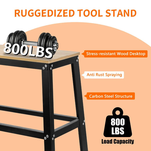 Heavy Duty Drill Press Stand Top Shelf Shop Rig With Smooth Rolling Casters And Hefty 700 Lbs Capacity Plus Generous Storage Shelf For Knocking Out Weekend Builds with stress-resistant wood desktop.