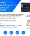 Badass Rugged ZT421 Thermal Transfer Printer For Shipping Labels Six Inch Wide At 203 Dpi With Color Touchscreen and wireless setup.