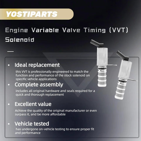 Plug And Play Variable Valve Timing Solenoid VVT Camshaft Actuator For Buick Encore Cruze Equinox Malibu Spark Trax Volt Terrain 1.4L 1.5L Fits 12671373 12701385 916 520 2T1309 displayed with features highlighted.