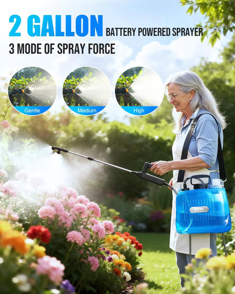 Battery Powered Sprayer 2 Gallon For Yard And Garden, No Pump Easy One Touch Electric Weed Sprayer in use