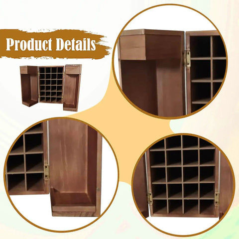 Badass Wooden Storage Box Featuring Twenty Four Compartments For Essential Oils And Perfume Collections showing open compartments and sturdy wood material.