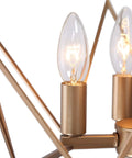Close-up of Dope Gold Lantern Chandelier Pendant Light Fixture For Dining Room And Kitchen Island With Protective Cage 4 Light Modern Ceiling Lamp Foyer And Entryway Decor Diameter 15.5 Inches showing two of the four exposed bulbs with a gold frame.
