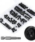 M5 Black Torx Security Screws With Bit Tamper Resistant Button Head 304 Stainless Steel Machine Fasteners For Outdoor Automotive Anti Theft Projects Locks Down Tight 60Piece Set in storage case
