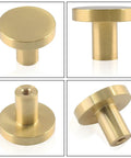 Two Pack 1 Inch Cabinet Knobs With Mounting Screws Solid Brass Round Drawer Pulls For Cabinets Or Dressers Easy Install Includes Two Screw Types To Fit Different Board Thickness Durable Kitchen And Bedroom Hardware, solid brass 1-inch round cabinet knob