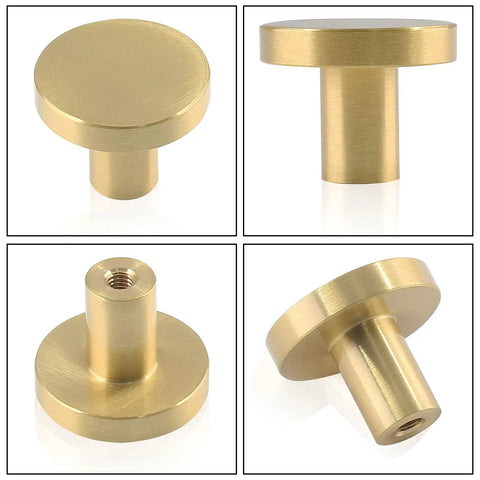 Two Pack 1 Inch Cabinet Knobs With Mounting Screws Solid Brass Round Drawer Pulls For Cabinets Or Dressers Easy Install Includes Two Screw Types To Fit Different Board Thickness Durable Kitchen And Bedroom Hardware, solid brass 1-inch round cabinet knob