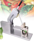 Semi Auto Vegetable Strapping Machine For PE PVC Film Bundling, stainless steel design with adjustable height, used for fresh veggie processing.
