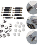 Cam Lock Fasteners Connector Set Including 32 Plastic Dowels, 24 Cam Bolts, And 24 Nuts for Cabinet and Wardrobe Assembly
