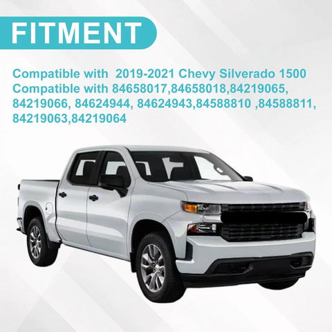 Heavy Duty Black Plastic Front Bumper End Cap Kit With Brackets For 2019 2020 2021 Chevy Silverado 1500 on white truck