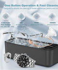 Pro Ultrasonic Jewelry Cleaner For Rings Glasses Dentures Retainers And Watches Stand 680ml Tank 360 Degree Deep Cleaning 45KHz