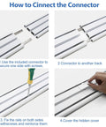 Double Row Ceiling Curtain Track System Silent Heavy Duty Aluminum Rails For Sliding Curtains And Room Divider In White 12 Foot Length Built To Last For Bedroom Living Room Office Or Hotel connector installation steps