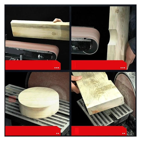 Compact Desktop Belt Sander And Electric Polisher integrates sanding, finishing wood and metal grinding in workshop demos.