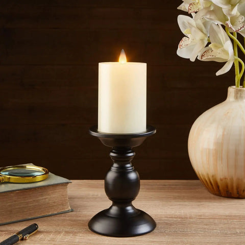 Flameless Pillar Candles Set Of 3 With Remote And Timer, Battery Operated LED Candles With Real Wax Look, 3D Moving Flame, Ivory