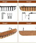 Assembly guide for 24 Inch Railing Planter With Adjustable Brackets Window Box With Coco Liner Hanging Flower Metal Planter