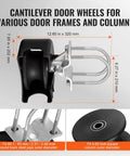 Workhorse Sliding Gate Kit With U-Shaped Wheel Groove, Heavy Duty Cantilever Gate Hardware, dimensions and details shown.
