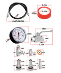 Ford 6.0L 7.3L Powerstroke Diesel High Pressure Oil System IPR Air Test Tool Kit With Leak Detection Fittings dimensions
