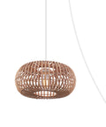 Fitz 1-Light Pendant Light With Blonde Rattan Shade And White Socket, Plug-In Or Hardwire Ceiling Mount, Japandi Minimalist Vibe